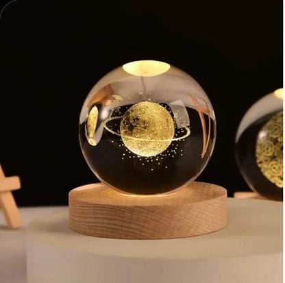 3D Crystal Ball Lamp with Golden Glow & USB Recharge