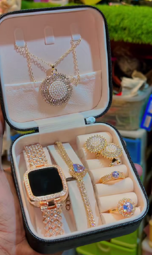 6-piece Luxury Women’s Jewelry & Watch Gift Set — Bridal Necklace, Earrings, Ring & Bracelet