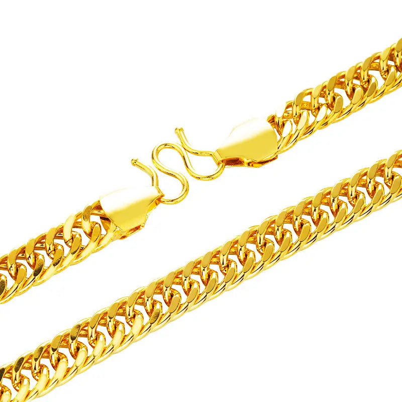 Cross Boarder Vietnamese Sand Gold Boss Chain Glossy Double Buckle Men's Necklace